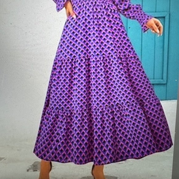 Women's Floral Maxi Dress, Long Sleeve ,V Neck - Picture 1 of 4